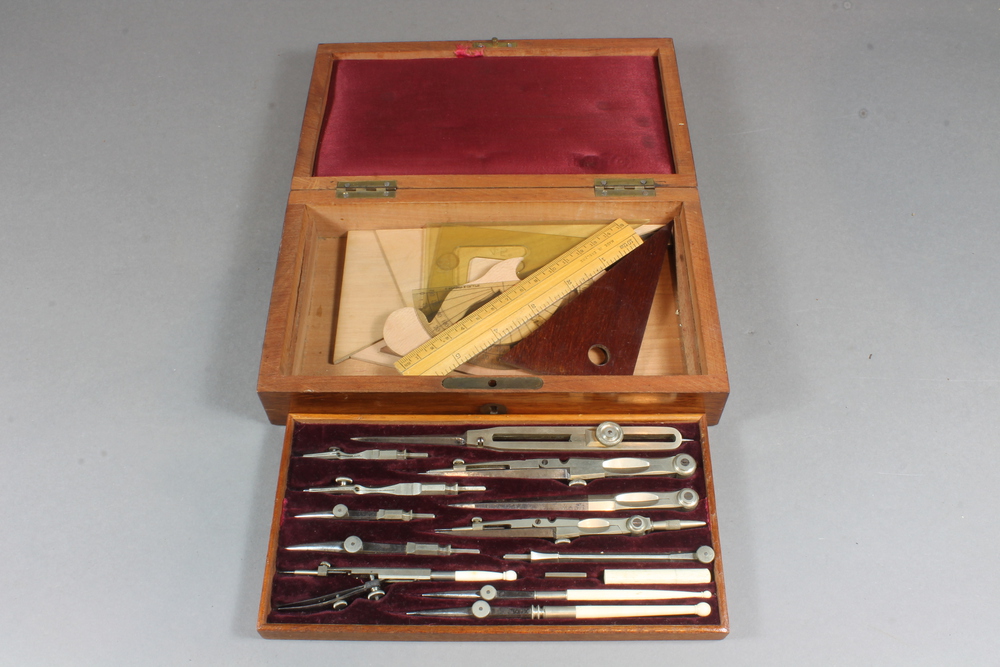 Lot No 336 A Victorian polished steel geometry set contained in a