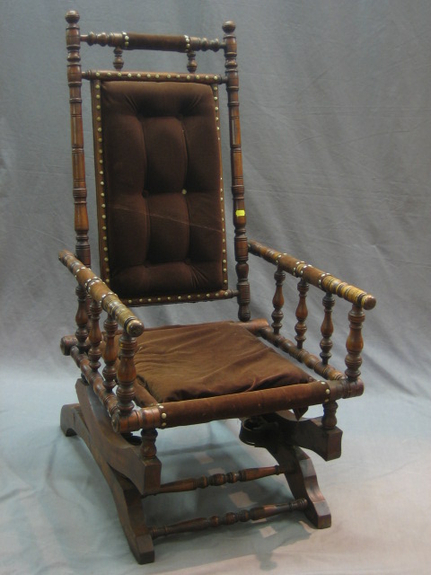 Antique American Rocking Chair Antique Furniture A 19th Century American turned mahogany rocking chair | 16th April 2008 | Denhams - A - Antique American Rocking Chair Antique Furniture