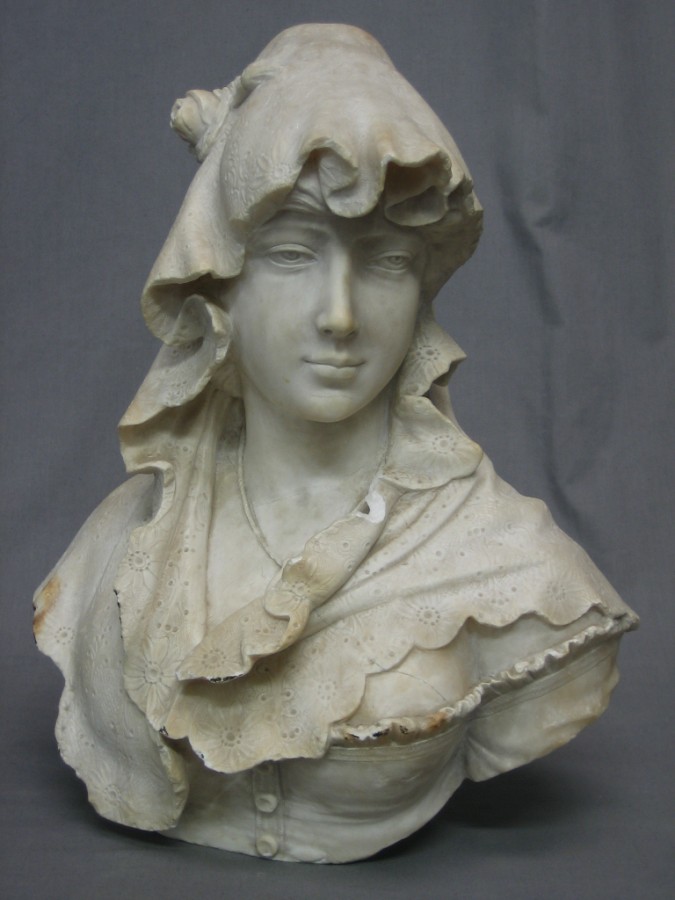 A carved head and shoulders portrait bust of a lady 7th July 2010