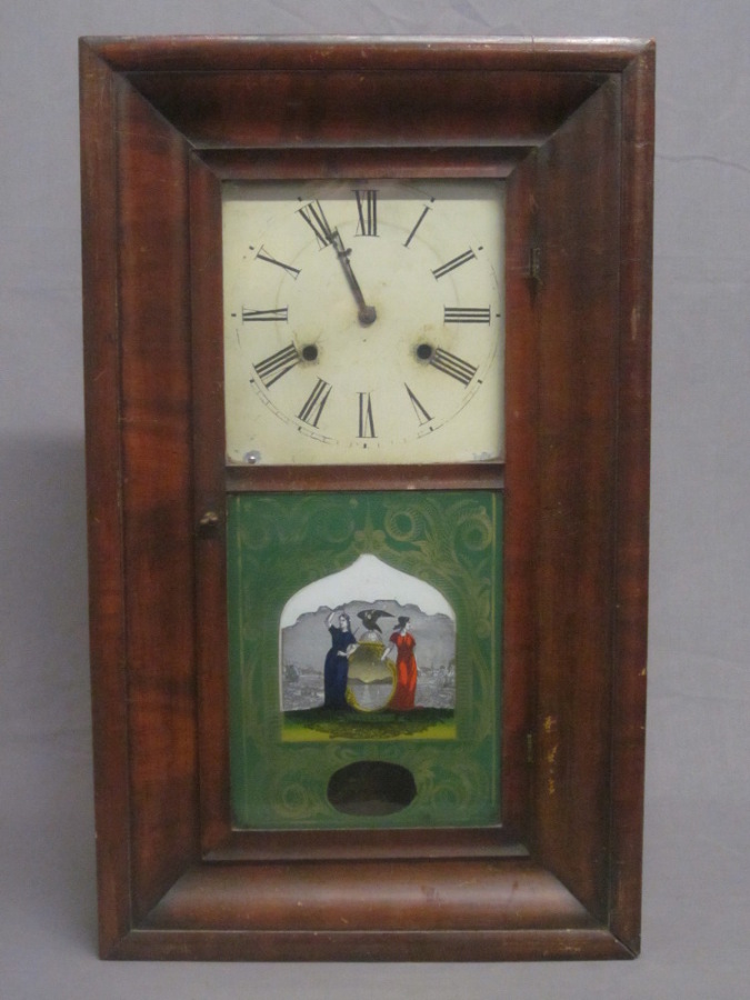An American 30 hour wall clock by Jerome & Co., having 11th May 2011