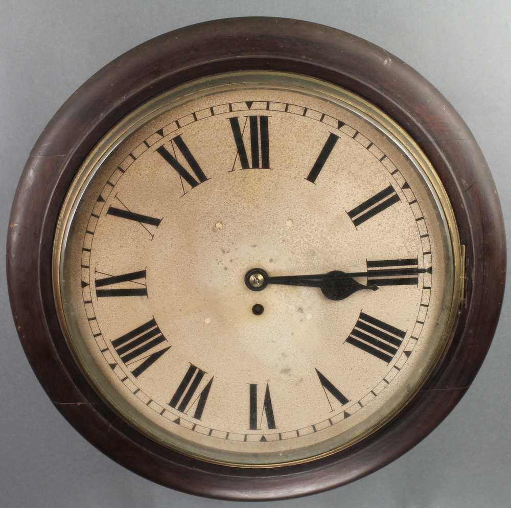 T W Elliott, a fusee wall clock with 14" painted dial, 20th January