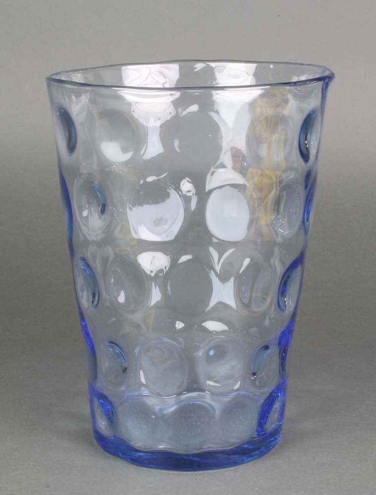 A "Whitefriars" blue studio glass dimpled tapered vase 17th February