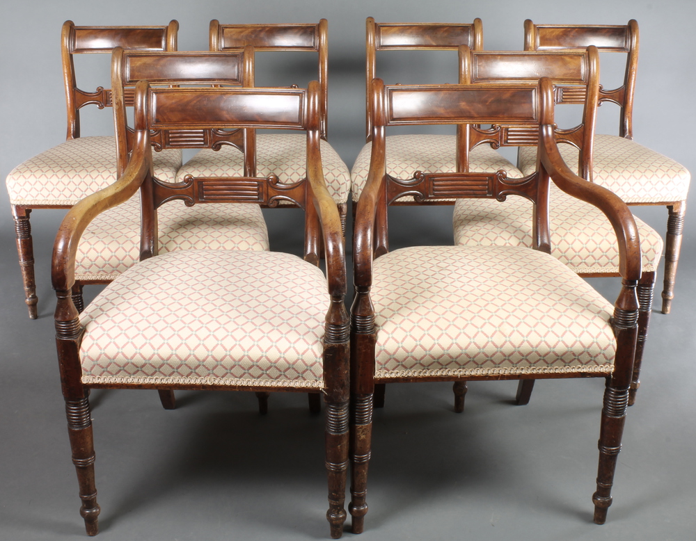 A set of 8 Regency bar back dining chairs with shaped 17th February
