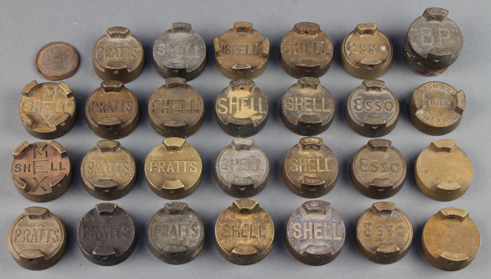 27 various brass petrol can caps comprising 1 22nd February 2017