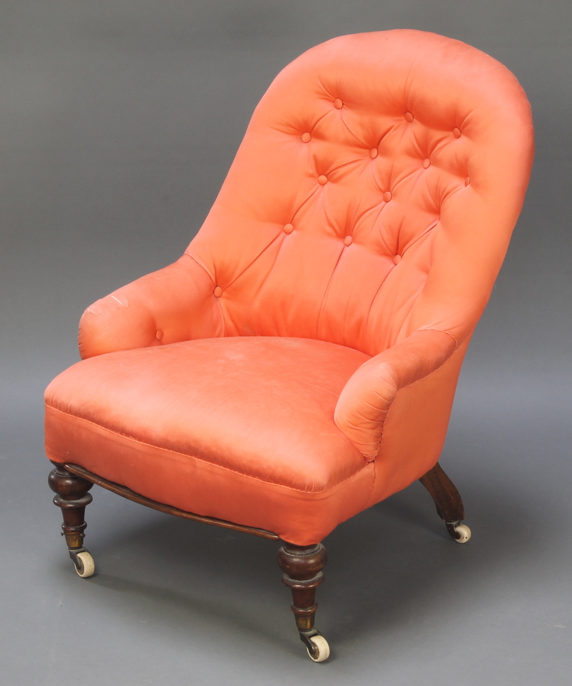 A Victorian iron framed nursing chair upholstered in 19th April 2017