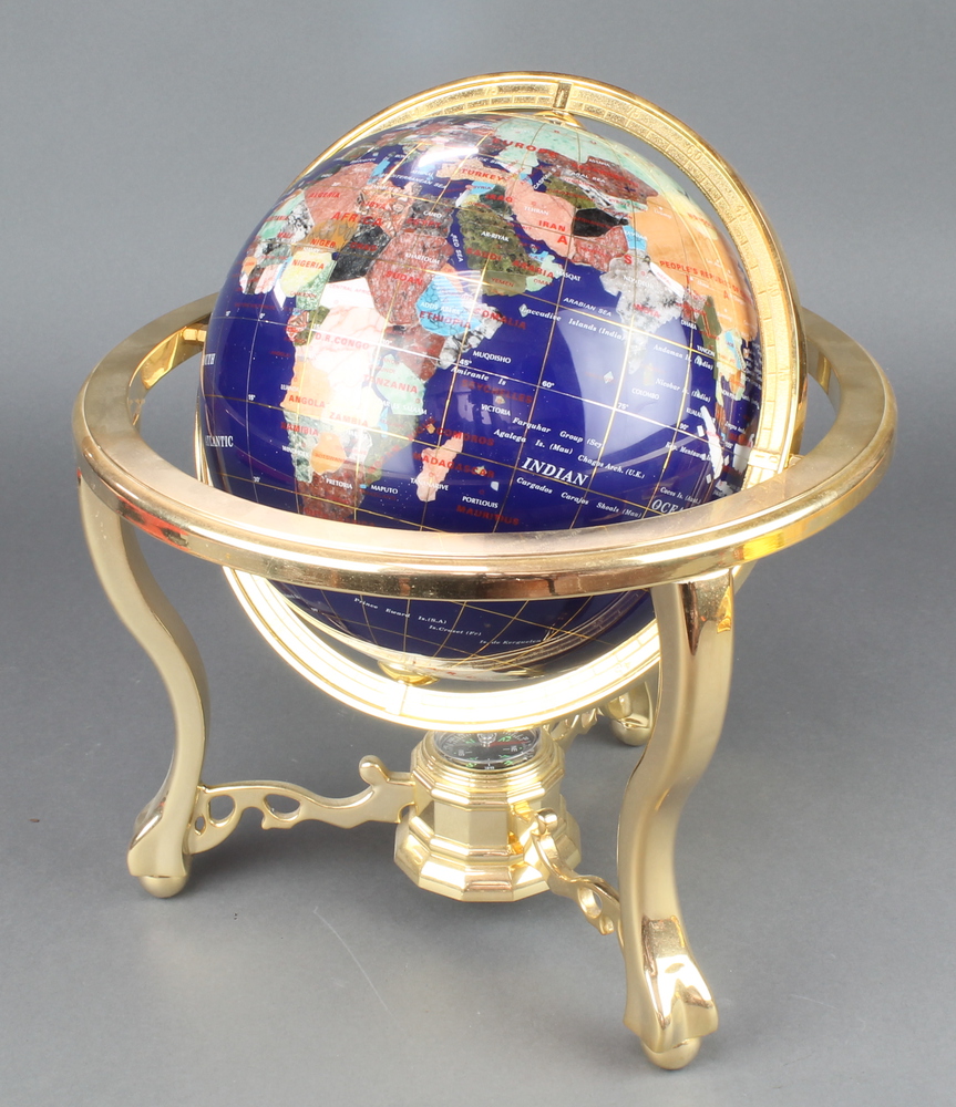 A Franklin Mint Polished hardstone Terrestrial Globe 12th July 2017