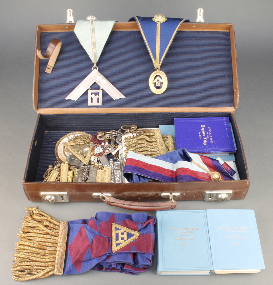 Masonic, a briefcase containing minor sashes, collars, 4th October