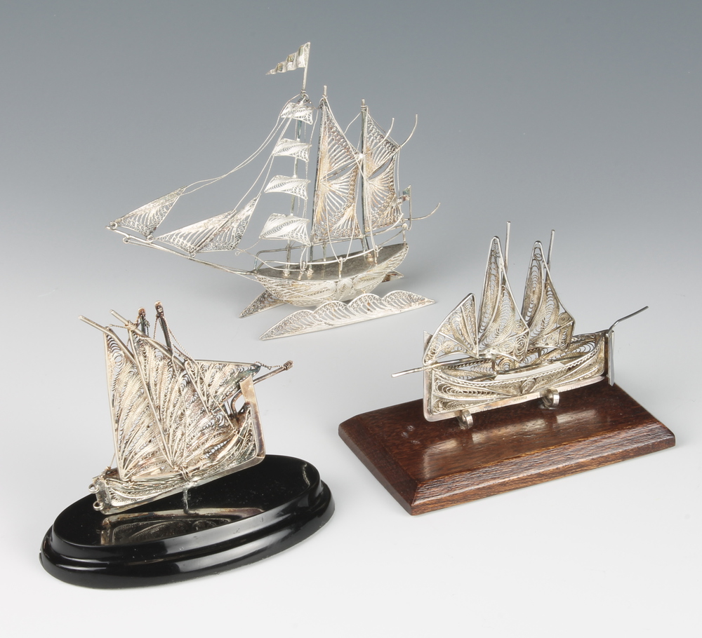 Three silver filigree boats 1st November 2017 Denhams