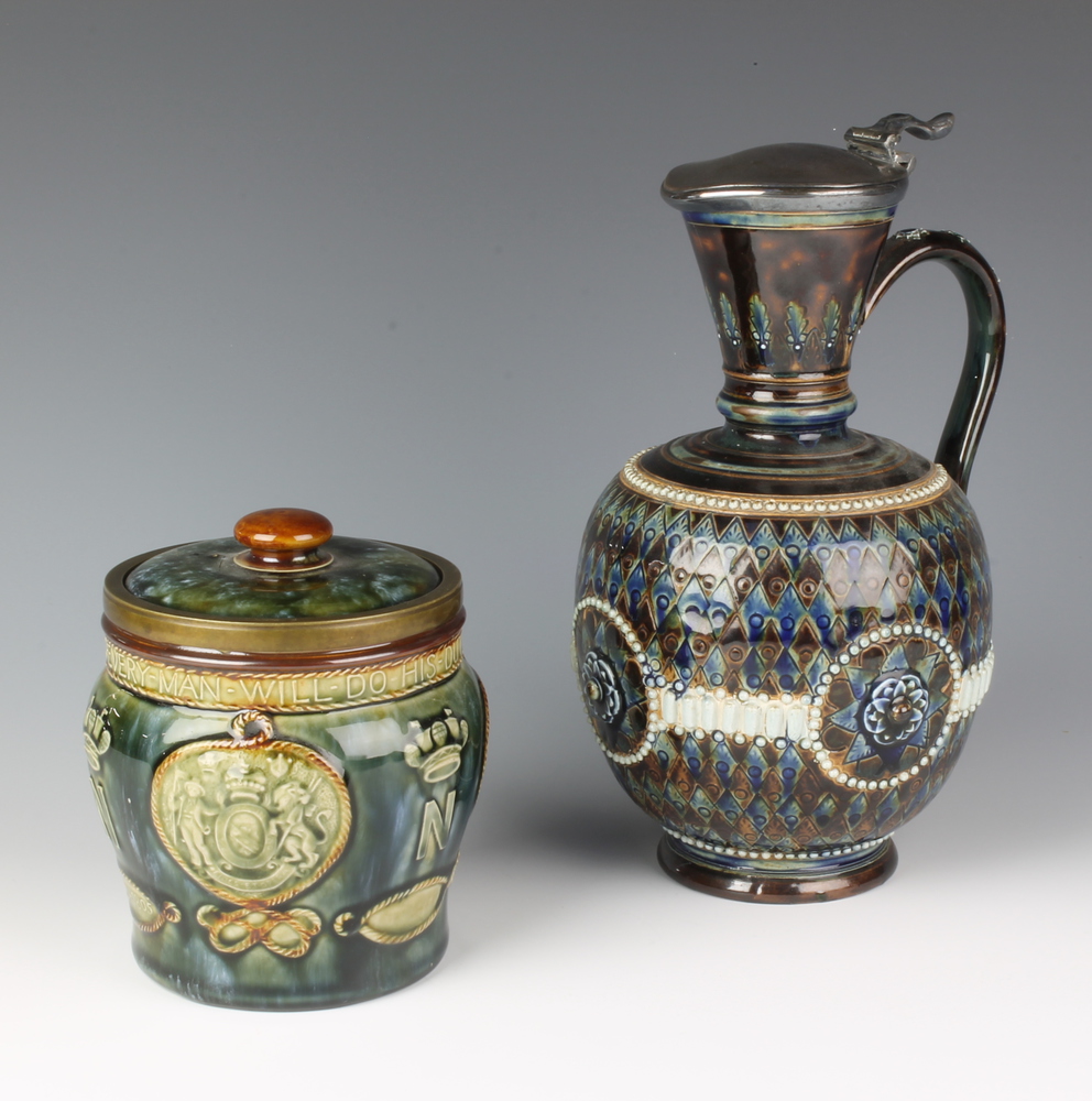 A Royal Doulton cylindrical tobacco jar decorated Lord 29th November