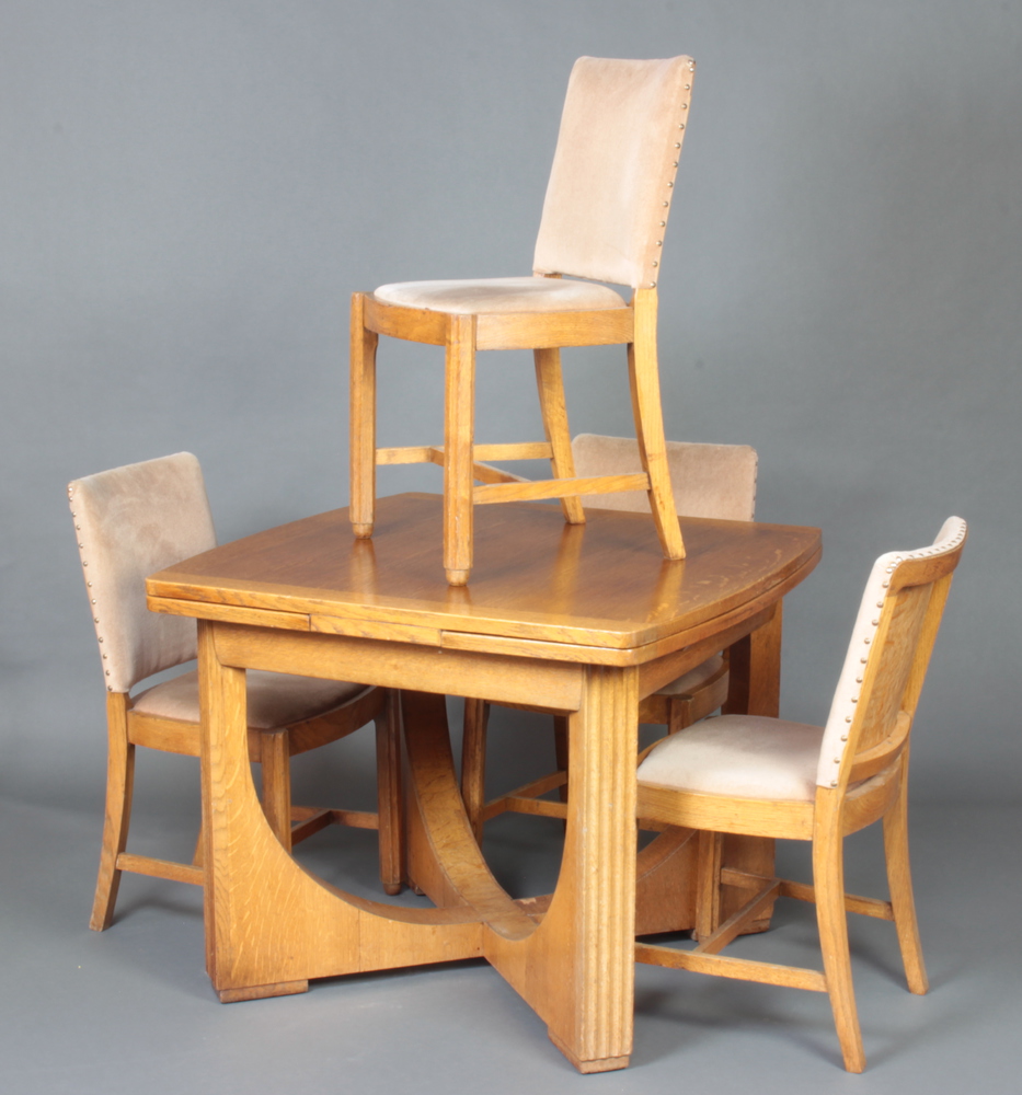 A 1930's Art Deco light oak dining suite comprising 16th January 2019