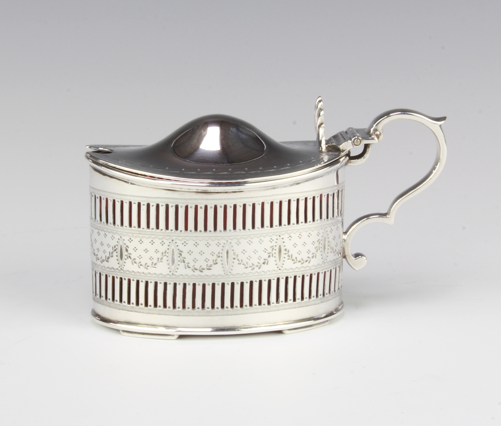 A Victorian oval pierced silver mustard pot Sheffield 8th May 2019