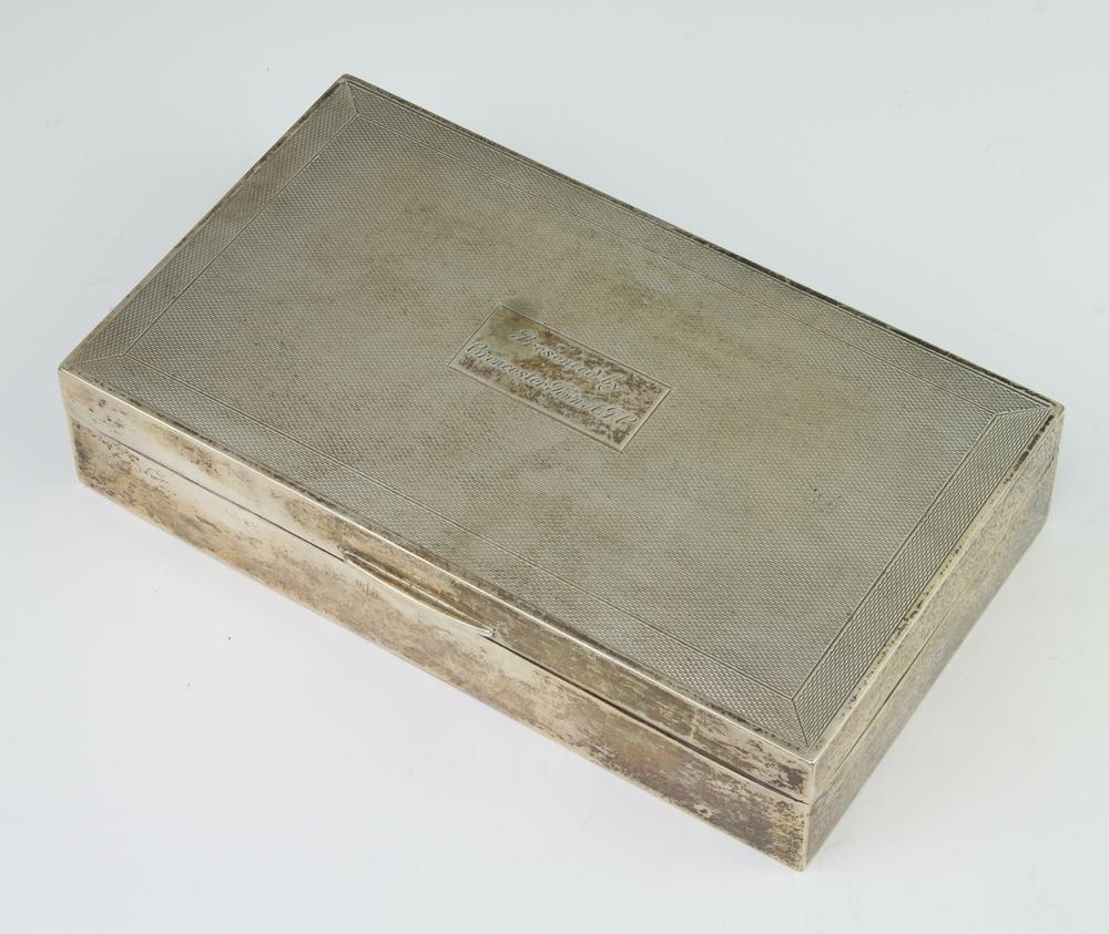 A Rectangular Engine Turned Silver Cigarette Box 15th July 2021 Denhams