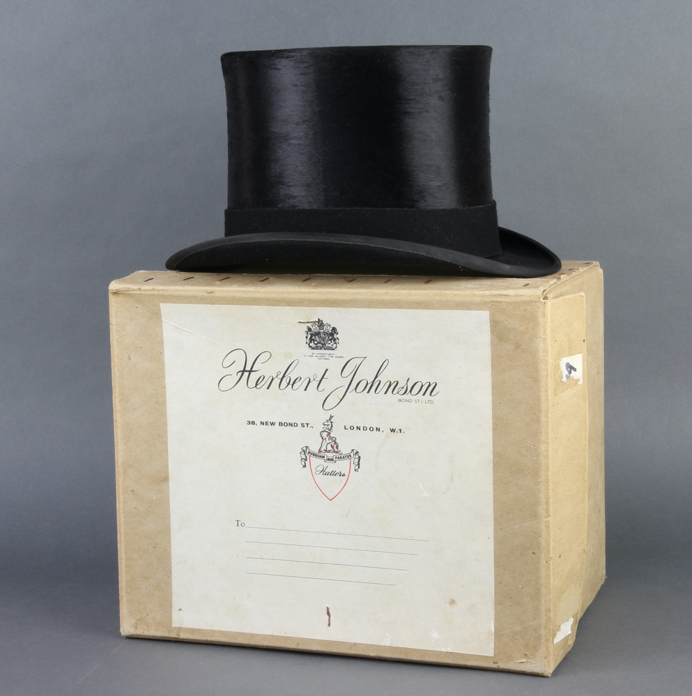 Herbert Johnson, a gentleman's black silk top hat, 4th November 2021 Denhams