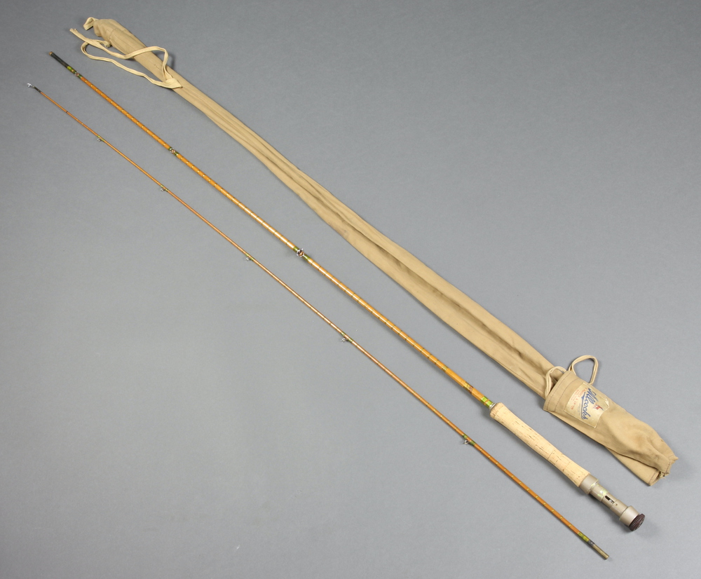 An Allcocks 9', two piece, split cane fly fishing rod 12th January