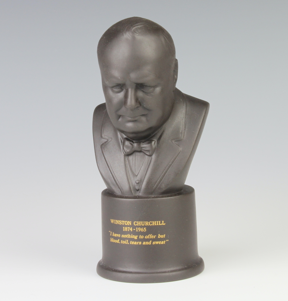 A Wedgwood black basalt bust of Winston Churchill, | 7th