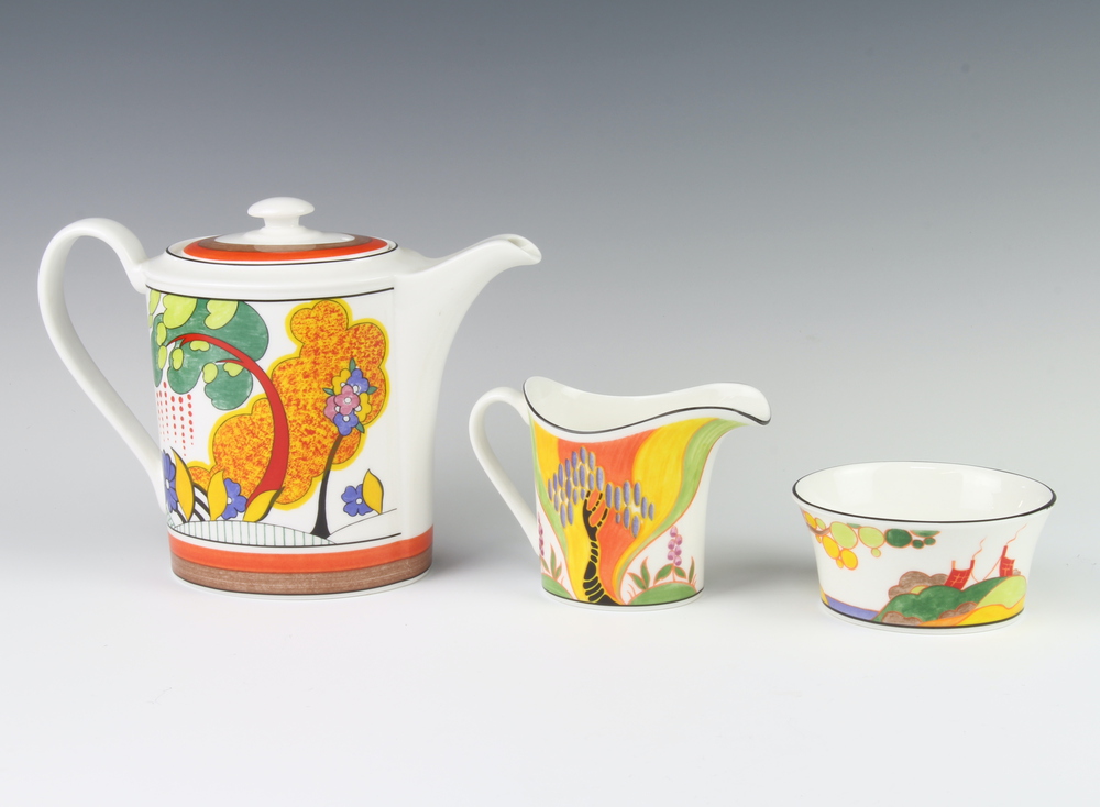 A Wedgwood, Clarice Cliff Cornwall coffee pot and milk 1st June 2022