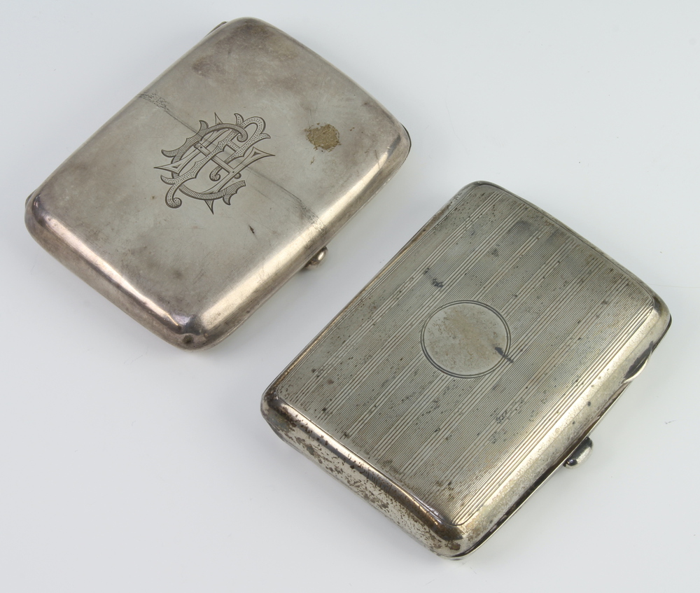 A silver engine turned cigarette case Chester 1919, 1 19th October