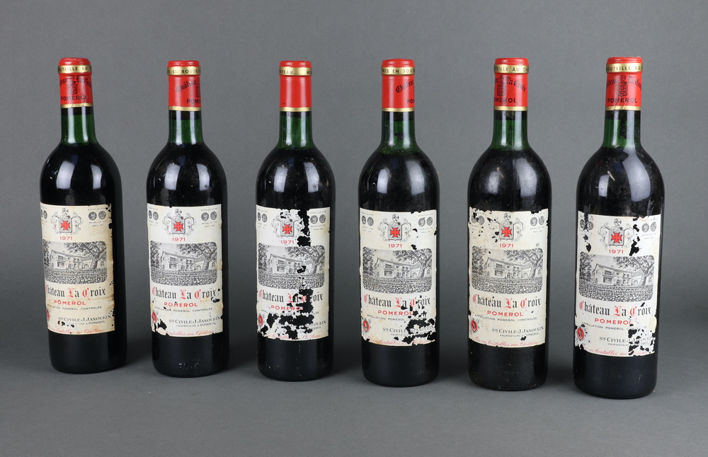 Six bottles of 1971 Chateau La Croix Pomerol red wine 16th November
