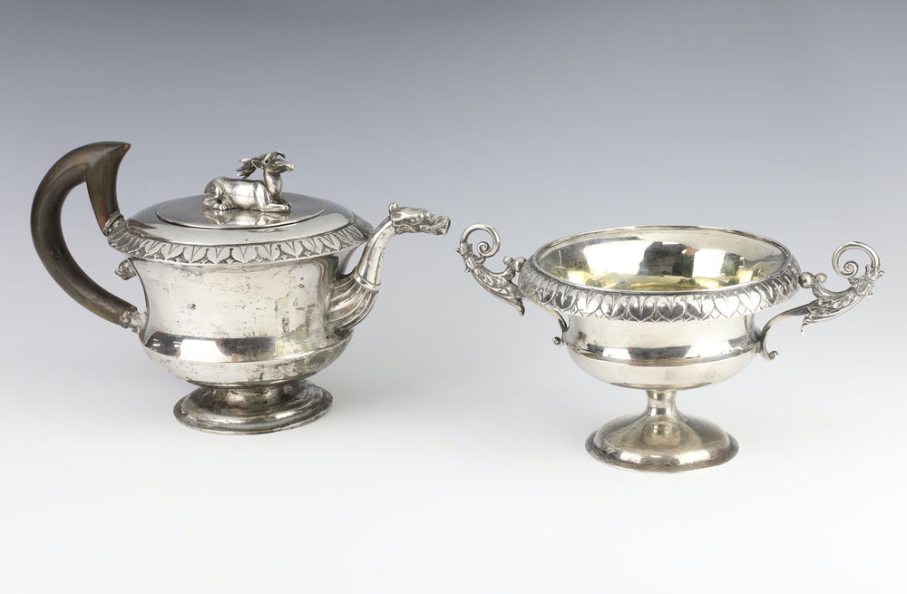 A Continental white metal teapot and cover with dragon 20th April 2023 Denhams