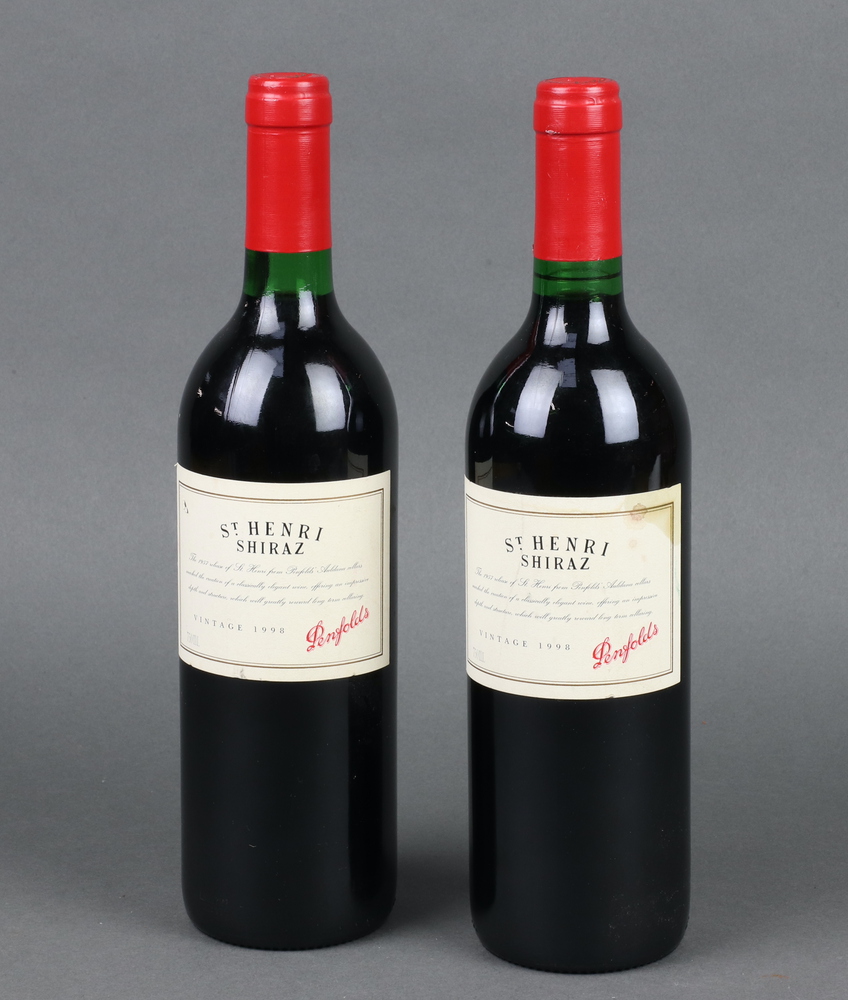 Two bottles of 1998 Penfolds St Henri Shiraz red wine 17th May 2023
