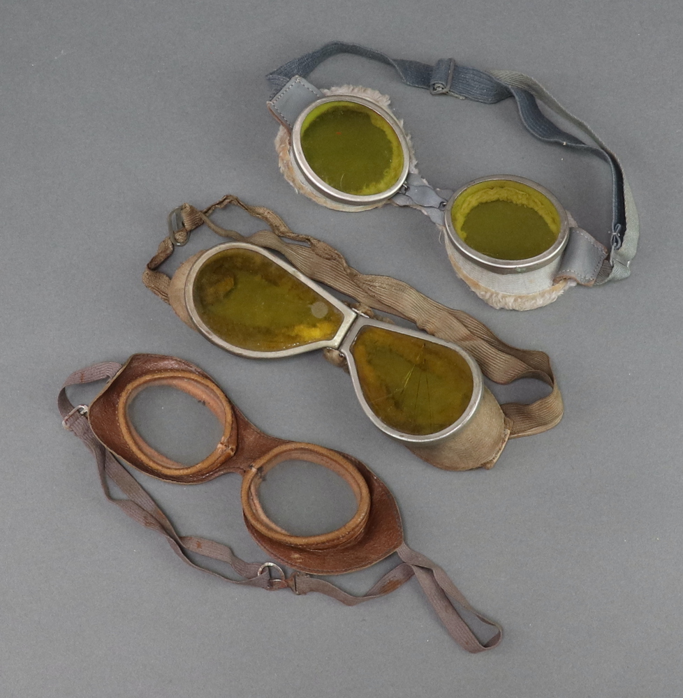 Three pairs of vintage goggles (1 with glass a/f) 15th June 2023 Denhams