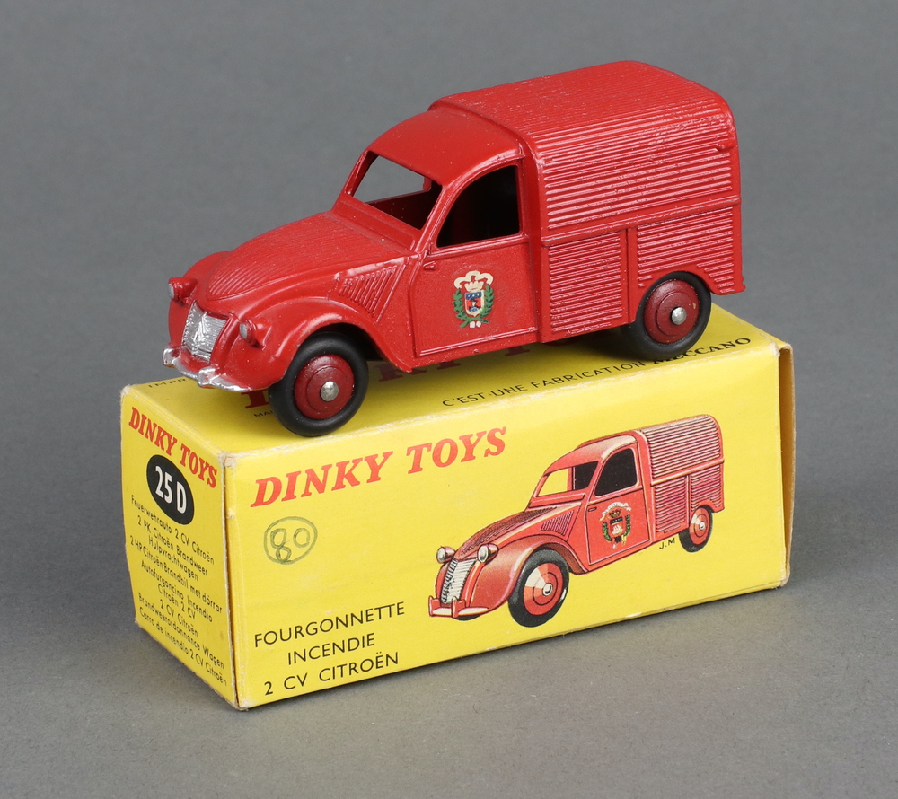 Dinky Toys 25D Citroën 2CV Fourgonnette Pompiers, échelle 1:43, France, 1958, Boîte D'origine