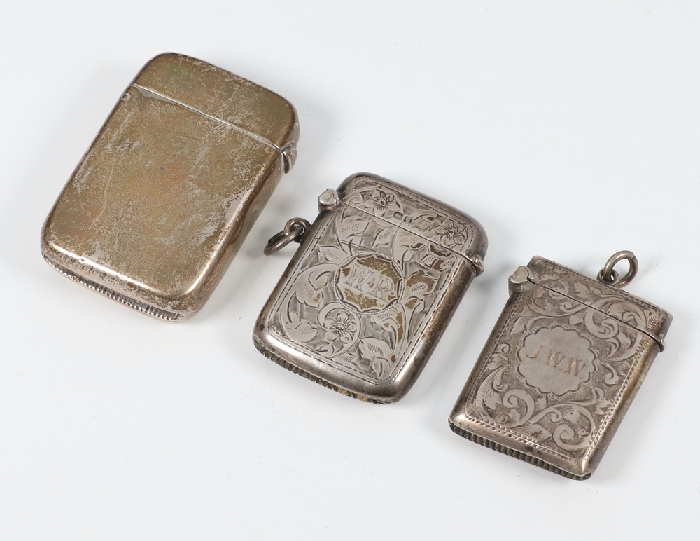 A Victorian silver vesta Birmingham 1893 and 2 others 1st November
