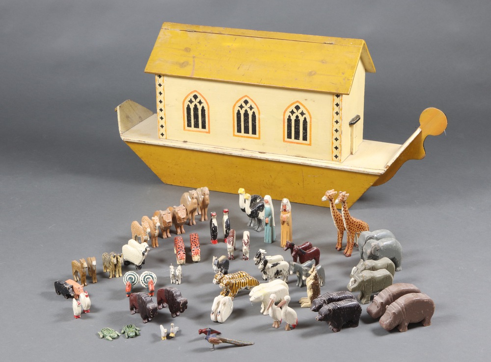 A 1920's wooden Noah's Ark and animals, created by the | 21st