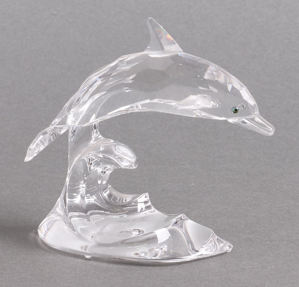 A Swarovski Crystal figure - Dolphin on a Wave 10cm, | 17th June